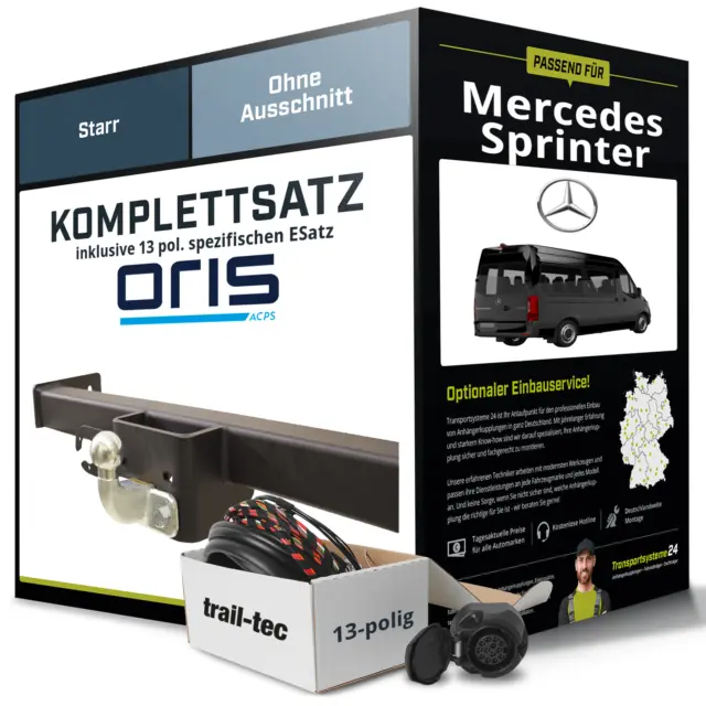 Für MERCEDES Sprinter Kombi Anhängerkupplung starr +eSatz 13pol 06- Kit