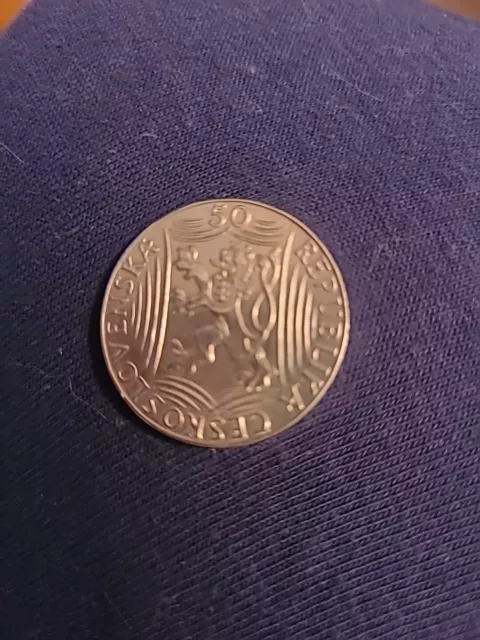 50 Kronen 1949 . Tschechoslowakei  . Stalin   . Silber  Sehr Gut Erhalten