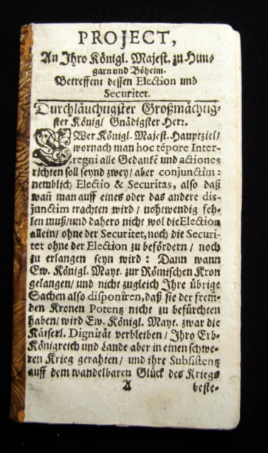 Fürst von Auersperg 1657 Project, An Ihre königliche Majestät zu Hungarn und..am