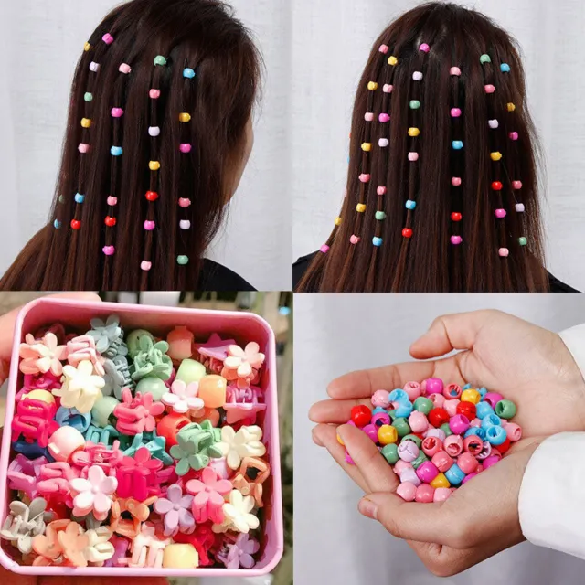 Mini Plástico Cabello Pinza Clips para Mujer Niña Caramelo Color Cuentas Pas <