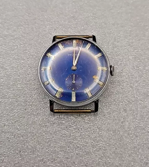 Helbros Cavalier Blue Face Mechanical Mens Watch