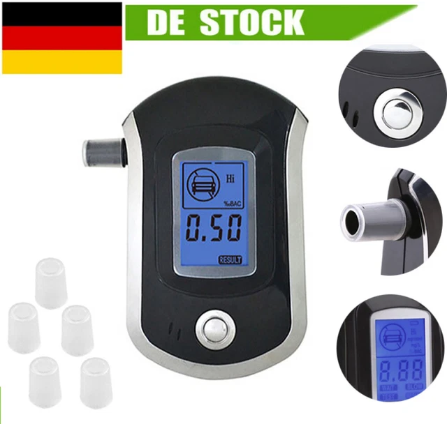 Probador de alcohol LCD comprobador de aliento medidor de aliento alcomato con 5 boquillas
