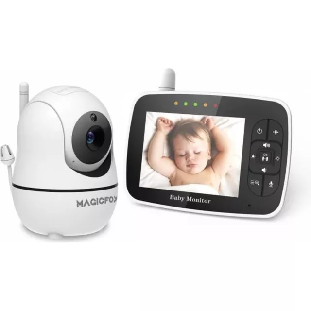 BabyPhone 3.5" LCD 360°Caméra zoom 1080p Surveillance Température vison nocturne