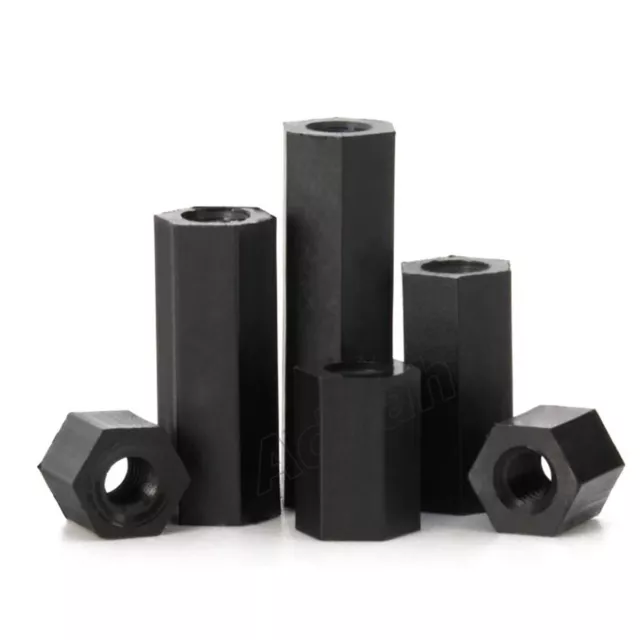 M2 M2.5 M3 M4 M5 M6 Black Nylon Hex Female-Female Spacer Standoff PCB Pillar Nut