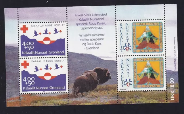 Greenland MNH 1993 sc#B18a Red Cross and Boy Scouts, semi-postal souvenir sheet
