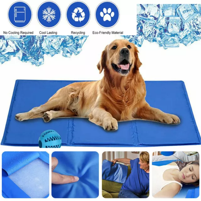 S-XXL Pet Cooling Gel Mat Dog Cat Summer Heat Relief Non-toxic Cold Bed Pad UK