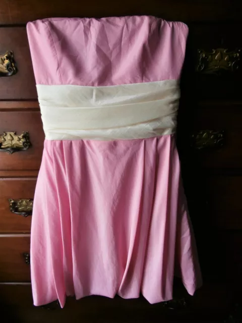 Muzaffer Wedding/Party/Evening/Prom Women's Pink/Cream Strapless Bow Dress Nwot