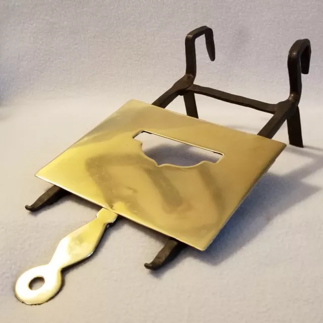 19th Century Brass and Wrought Iron Adjustable Kettle Trivet with Fender Hooks