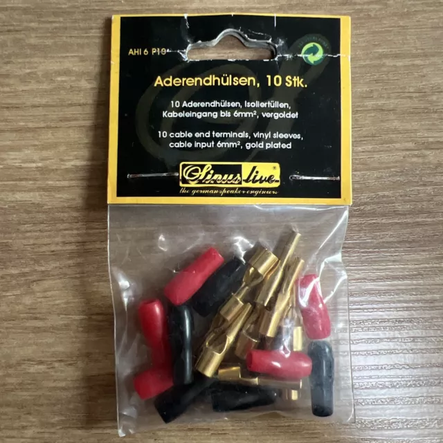 6mm² Gold Kabelschuh Aderendhülsen 10 Stück  24 Karat  vergoldet  SINUSLIVE