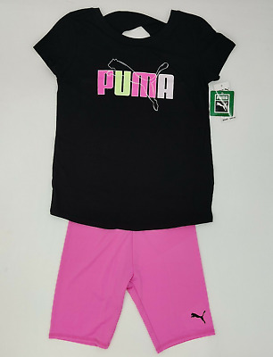 PUMA Big Kids Girls 2 Piece Set Top Shirt & Short Outfit 2PC Size L (12-14)