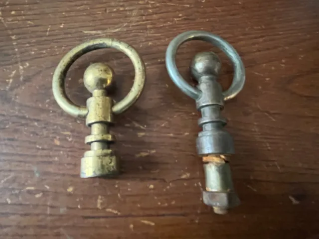 Antique vintage lot of 2 brass loop pull parts