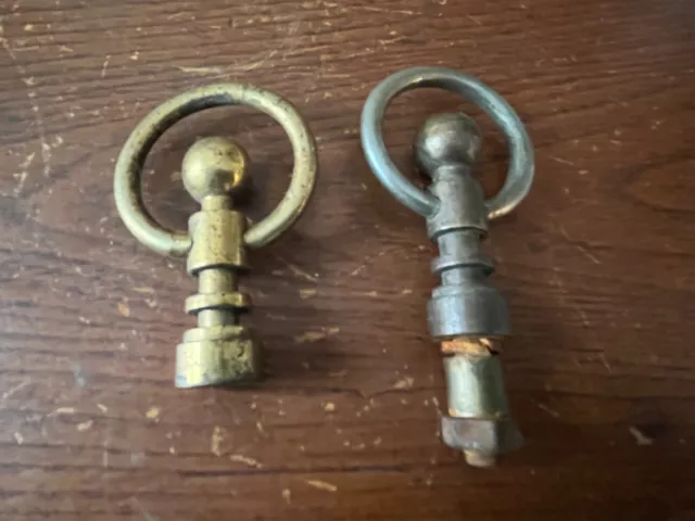 Antique vintage lot of 2 brass loop pull parts