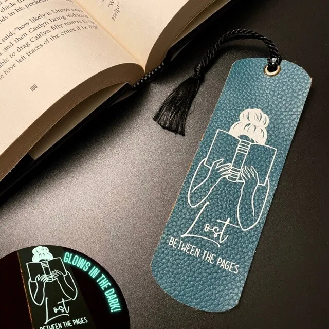 Lost Between The Pages Glow in the Dark Faux Leather Bookmark