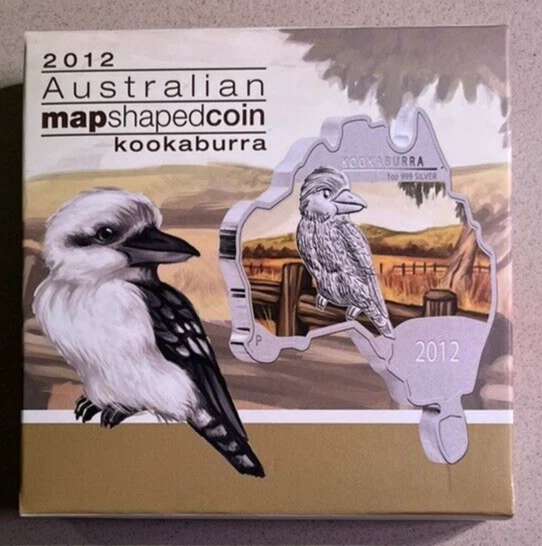 2012 Australia Map Shaped Kookaburra PROOF  1oz SILVER Coloured Coin. Perth Mint