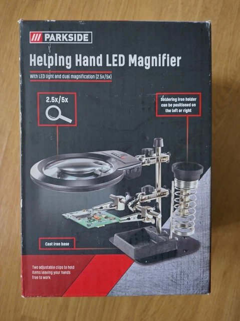 PARKSIDE HELPING HAND led magnifier with led light & dual magnification ...