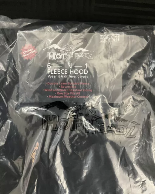 NWT Hot Headz Polarex 6-in-1 Fleece Hood BLACK