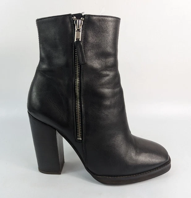 RIVER ISLAND BLACK Leather High Heel Ankle Boots Uk 7 £21.99 PicClick UK