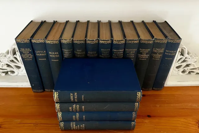 Complete Works Of Charles Dickens Sixteen Volumes.  Hard Back. Blue Cloth