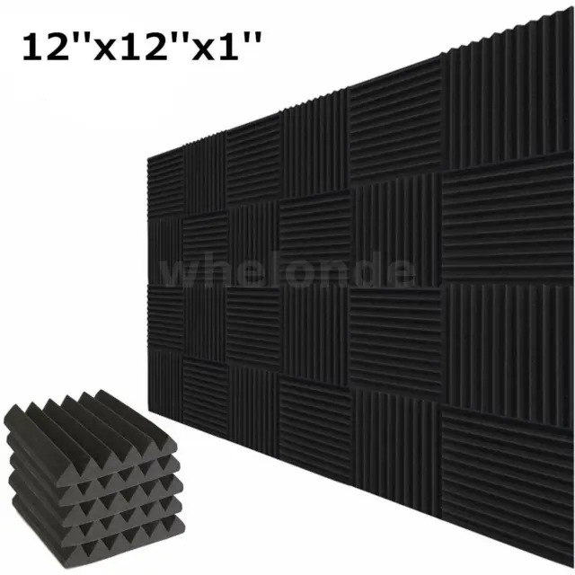 12-96 PACKS 12&X12&X1& Acoustic Foam Panel Wedge Studio Soundproofing ...