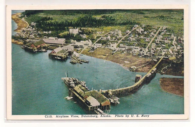 Aerial View, Petersburg, Alaska ! U.S. Navy Photo !
