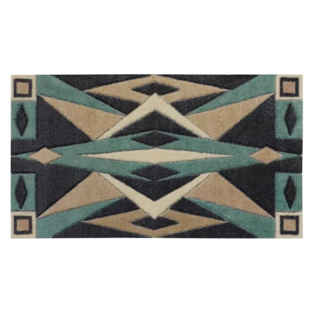 SOLEMATE® Hand Carved Art Deco Door Mat, Turquoise