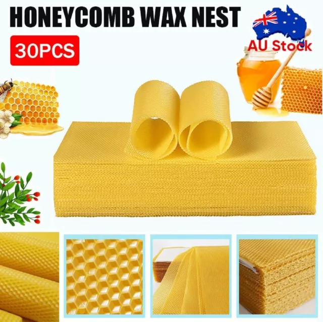 30Pcs Honeycomb Foundation Bee Hive Wax Frames Waxing Beekeeping Equipment Sheet