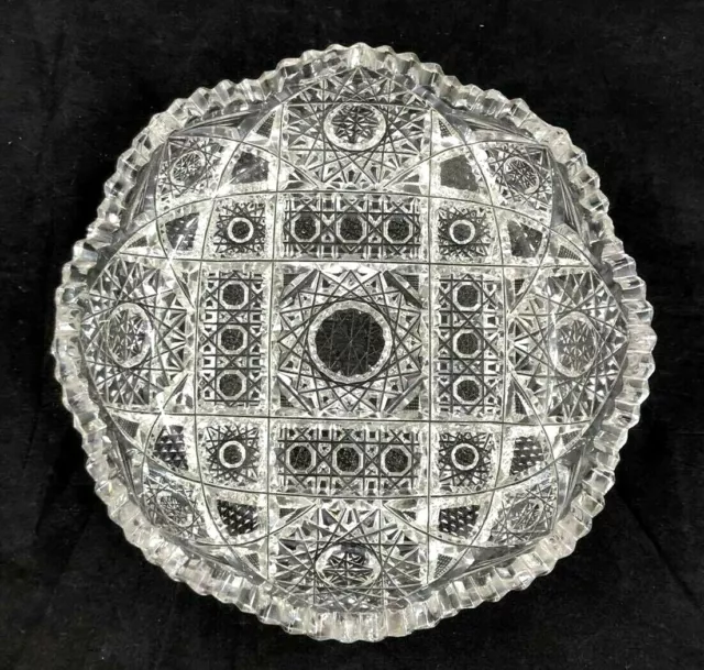 Fabulous American Brilliant ABP Heavy Intricate Cut Glass Serving Bowl