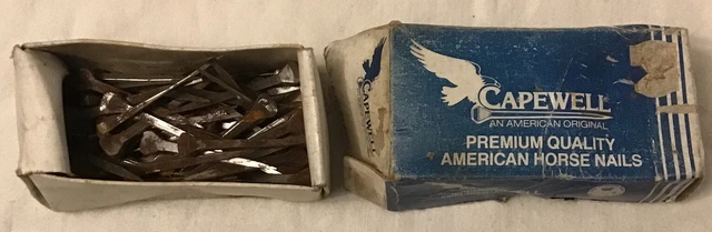 Antique Vintage Old Capewell Box of Horse Nails 2” Craft Projects As Shown 60+