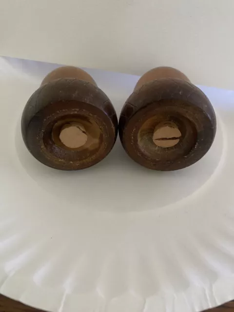 Wood Acorn Shaped Salt & Pepper Shakers-1940’s - Carved Out Of Wood 2