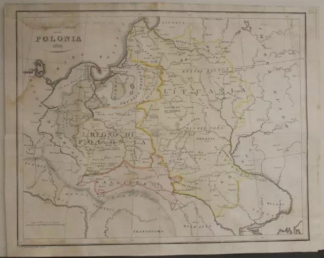 Poland & Lithuania 1831 Zaydler Antique Original Colored Lithographic Map