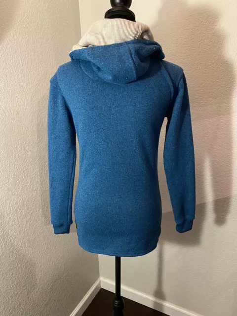 Burton Minxy XS Heather Teal Blue Full Zip Hooded Sweater Knit Fleece Hoodie 3