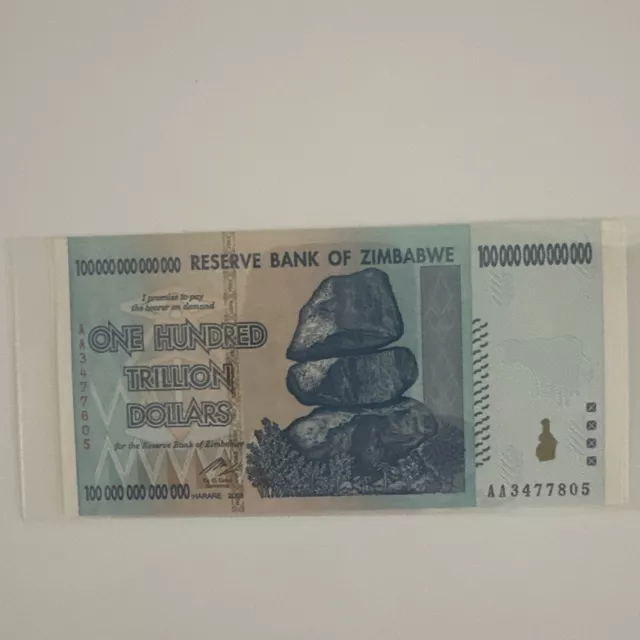 2008 100 Trillion Dollars Reserve Bank Of Zimbabwe, Aa P-91 Gem Uncirculated