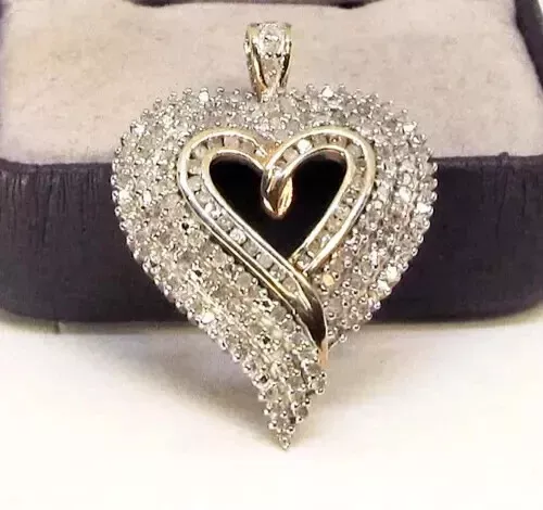 2Ct Round Cut Simulated Diamond Heart Pendant 14k Yellow Gold Plated 18" Chain