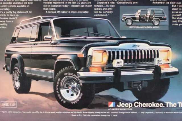 PRINT AD JEEP Cherokee 4WD OFF ROAD Vintage AMC 2dr 4Dr Wrangler Tires Black