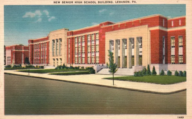 Lebanon, PA, New Senior High School, Unused Linen Vintage Postcard b9554