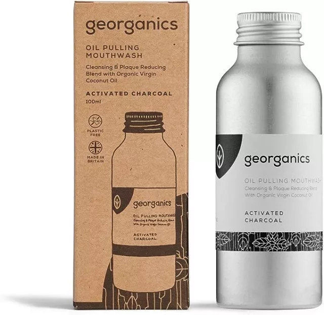 Georganics Oil Pulling Mouthwash - Charcoal 100ml-9 Pack