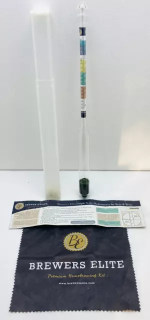 Brewer's Elite Hydrometer - for Home Brew Beer Wine Mead and Kombucha - Delux...