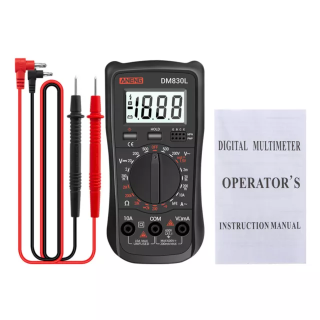 Plastic Digital Multimeter Voltage Measuring Monitor Current