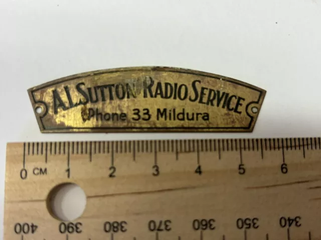 Vintage A.L Sutton Radio Service Phone 33 Mildura Badge