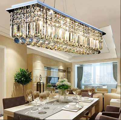 Modern Luxury Rectangular Raindrop K9 Crystal Chandelier Pendant Ceiling Light