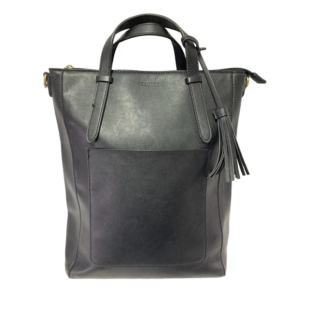 ECOSUSI Tote Bag Convertible Backpack for Women Black Vegan Leather Handbag 11"