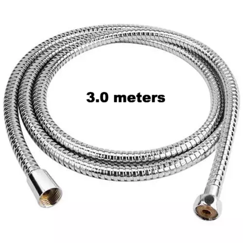 Shower Hose 3M Flexible Stainless Steel Chrome Shower Bathroom Pipe 3 Meter Long