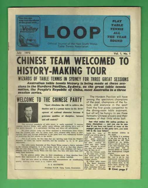 #T66.    Loop Table Tennis Program - July 1972,  Australia V China