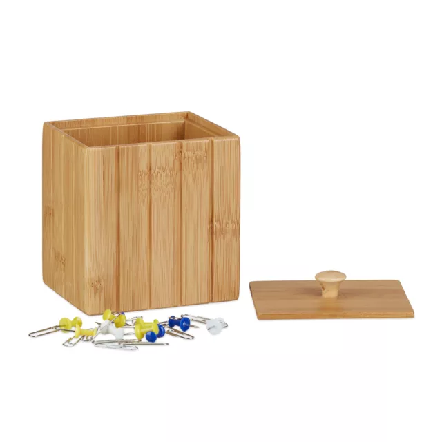 Caja de madera pequeña, Con tapa, Cajita decorativa, Bambú, Cuadrada, Almacenaje