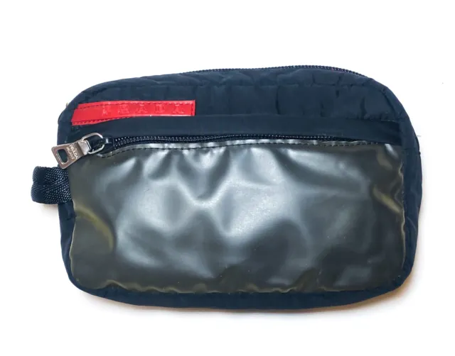 Prada Logo Plate Tessuto Nylon Cosmetic Pouch Case Clutch Bag