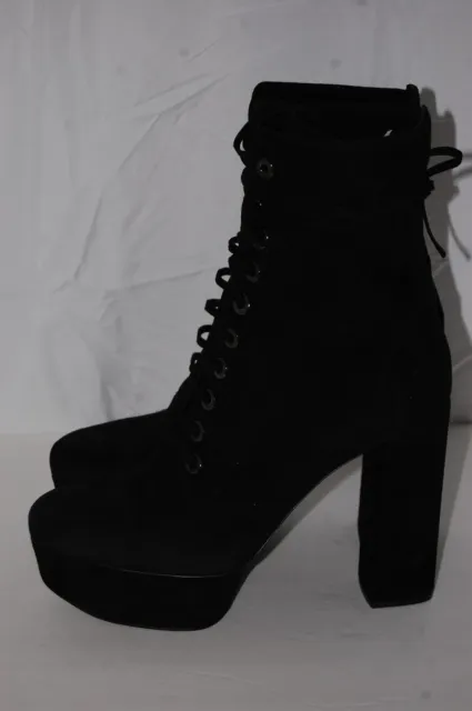 Us 11 ❤️ Casadei High Heel Platform Black Suede Leather Ankle Boots Bootie Italy
