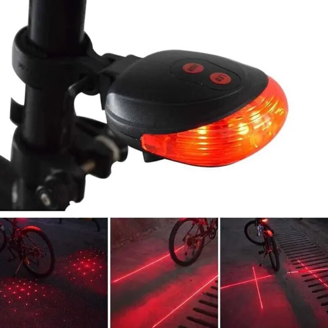 5LED 2 Laser Lumière Lampe Vélo Bicyclette VTT feu Arrière Eclairage Rouge