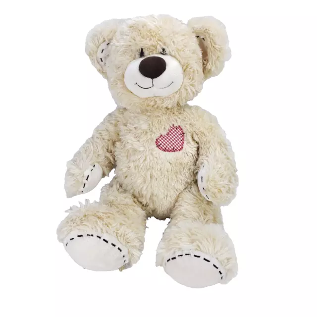 Build a Bear Champ II Plush Teddy Red Patch Heart Stuffed Animal 16''