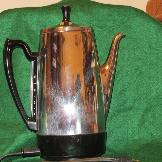 VINTAGE GENERAL ELECTRIC Percolator Chrome Coffee Maker Model