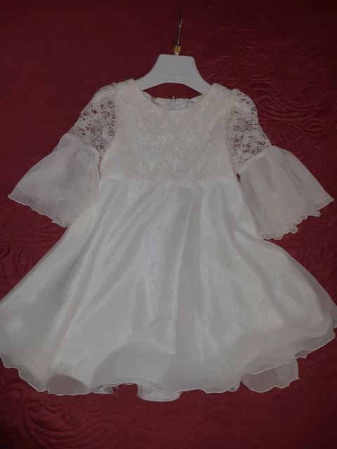 Abito vestito bambina battesimo damigella  cerimonia elegante compleanno avorio